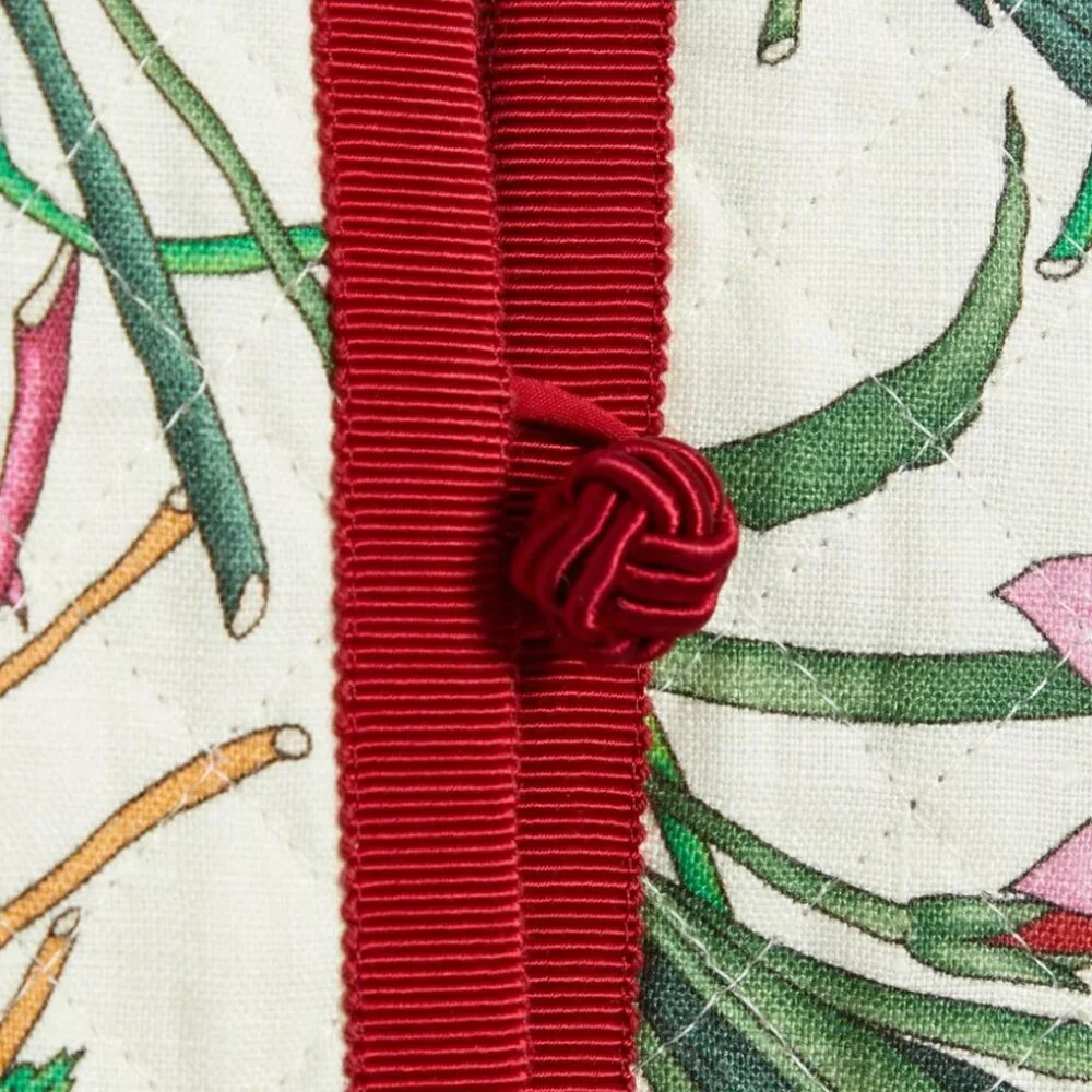 Authentic Gucci Ivory Grosgrain-trimmed paneled asymmetric floral Kaftan Dress